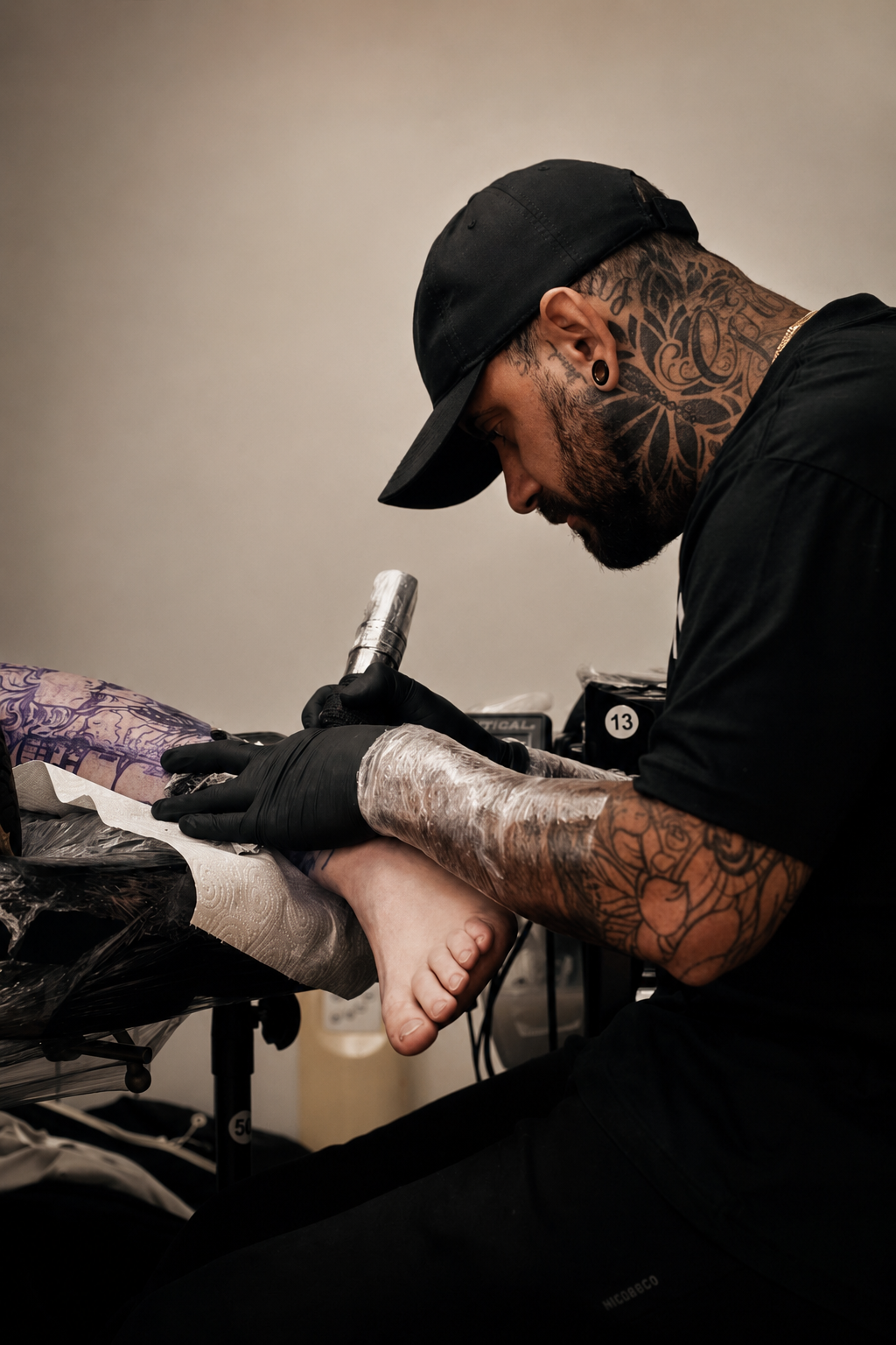 Professional tattoo workstation or artist working at Ink Society Dublin.